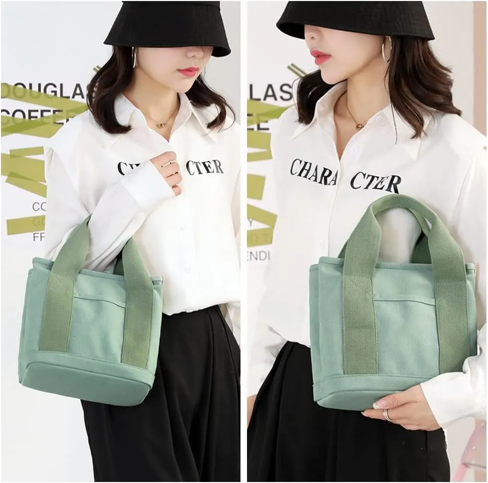 Women's Tote Purse Multi-pocket Handbags Heavy Duty Canvas Shoulder Bag Stored Bag Top Handle Satchel