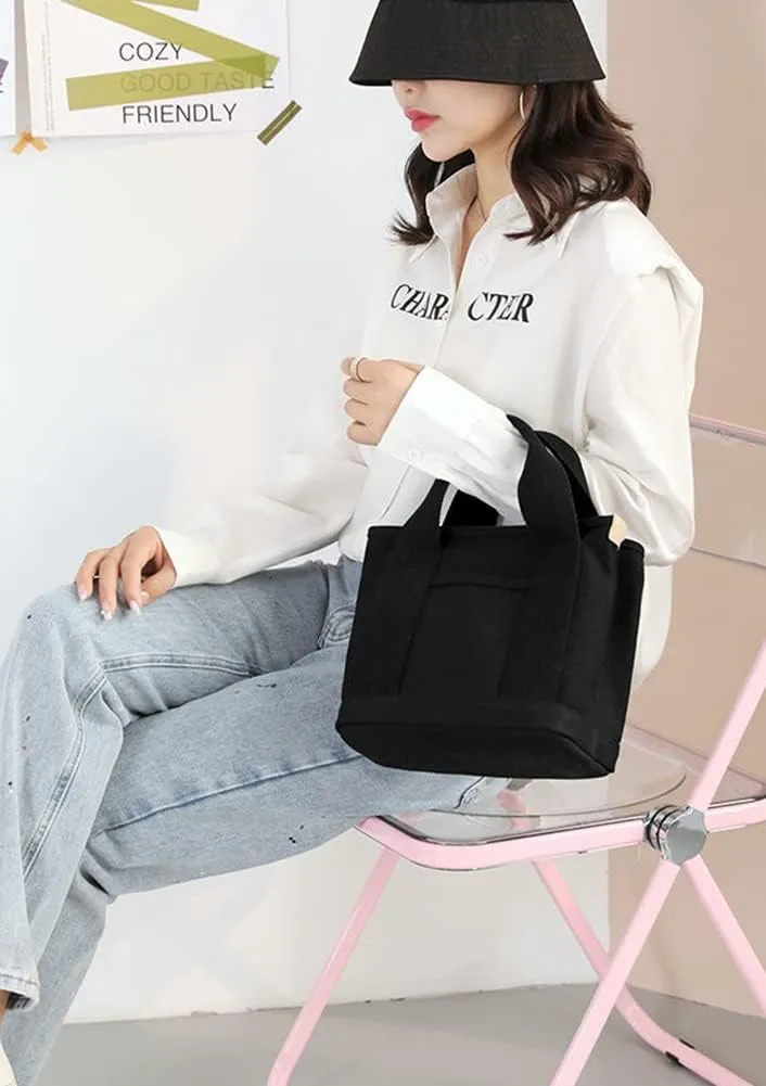 Women's Tote Purse Multi-pocket Handbags Heavy Duty Canvas Shoulder Bag Stored Bag Top Handle Satchel