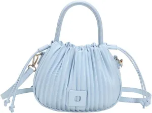 Women's Wrinkled Handbags and Crossbody Bags,Female Purses Drawstring Elegant Bucket Bags Versatile Satchel Bags Blue