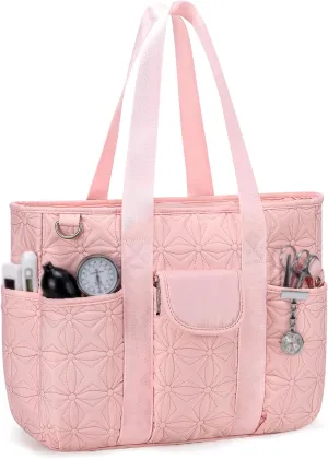 Work Tote Bag for Women with 15.6 Inch Laptop Compartment Quilted Nurse Bag for Work with Shoulder Strap
