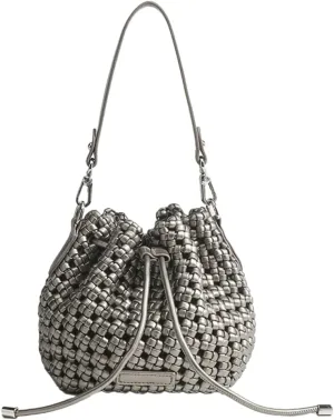 Woven Tote Bucket Bag Shoulder Purse for Women Handwoven Crossbody Handbag Small Satchel Basket Tote Bag Woven Handbag Purse