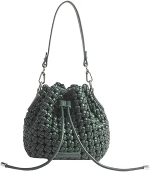 Woven Tote Bucket Bag Shoulder Purse for Women Handwoven Crossbody Handbag Small Satchel Basket Tote Bag Woven Handbag Purse