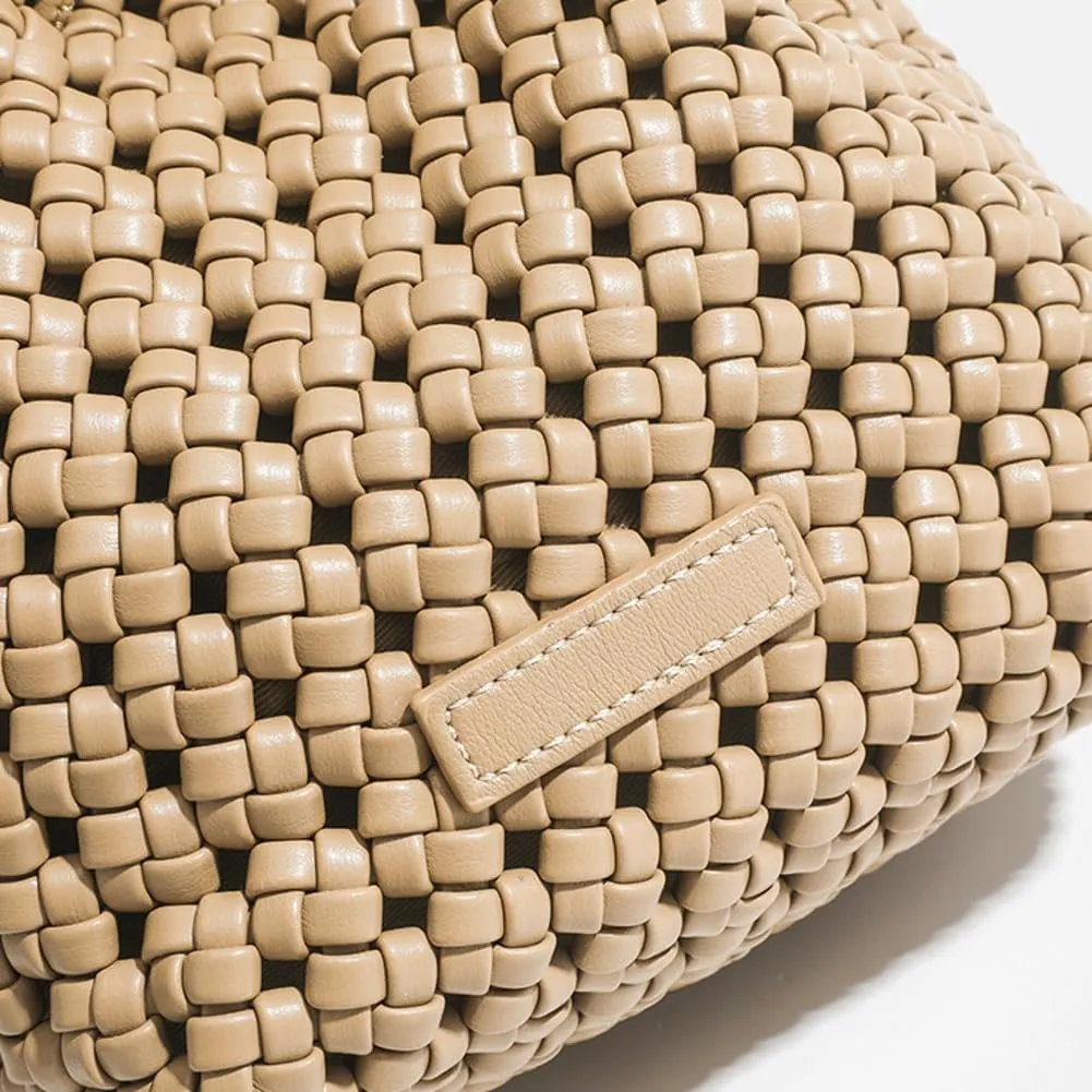 Woven Tote Bucket Bag Shoulder Purse for Women Handwoven Crossbody Handbag Small Satchel Basket Tote Bag Woven Handbag Purse