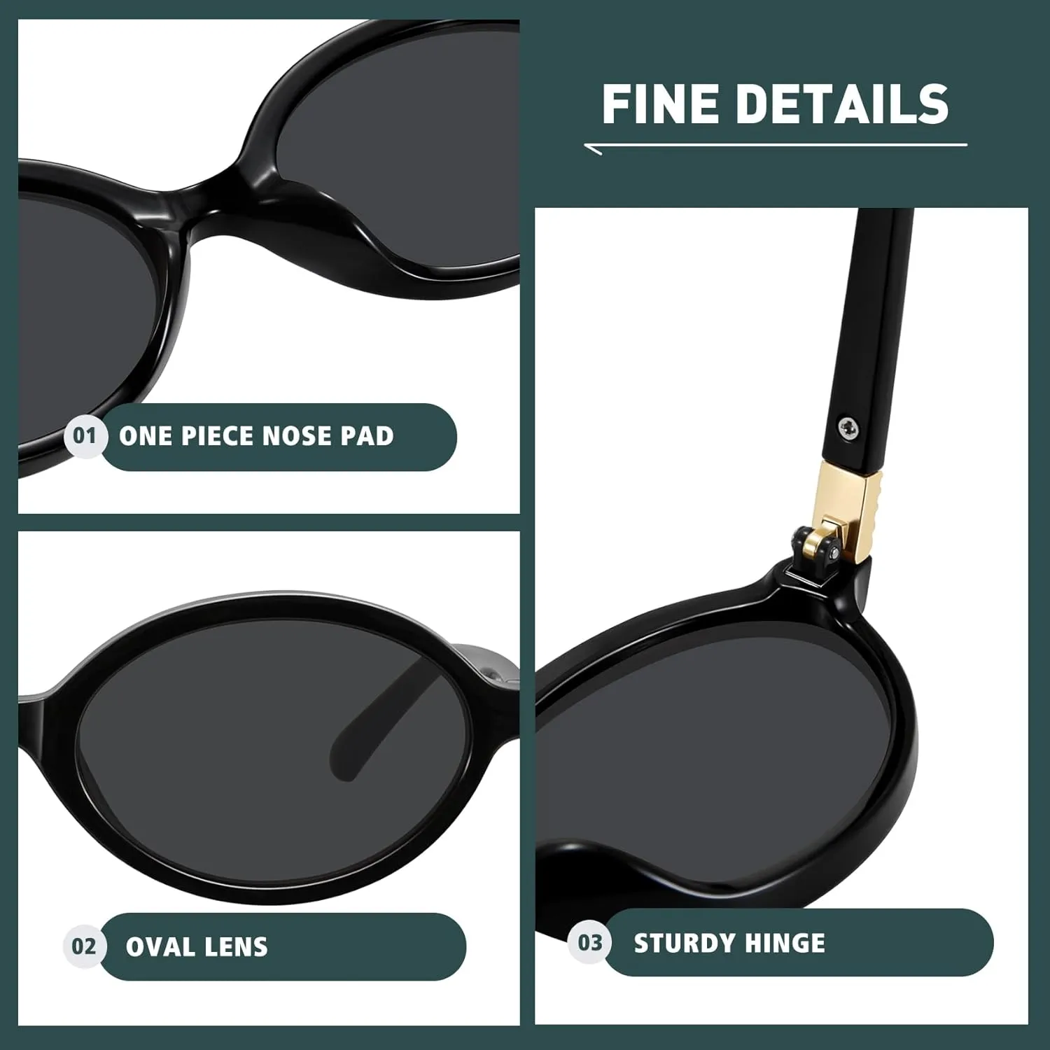 WOWSUN Retro Oval Sunglasses Womens Trendy Sun Glasses Sunnies UV400 Protection