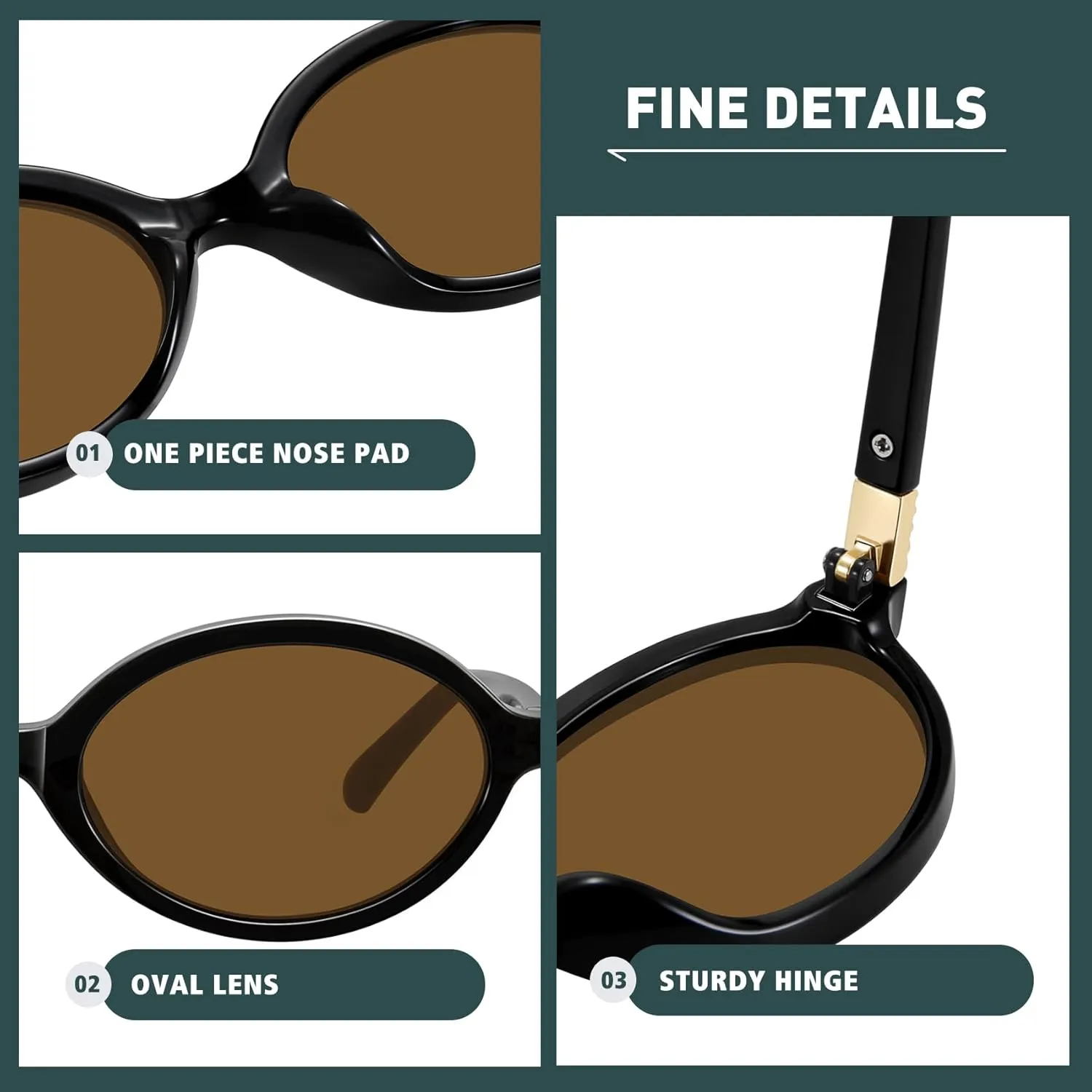 WOWSUN Retro Oval Sunglasses Womens Trendy Sun Glasses Sunnies UV400 Protection
