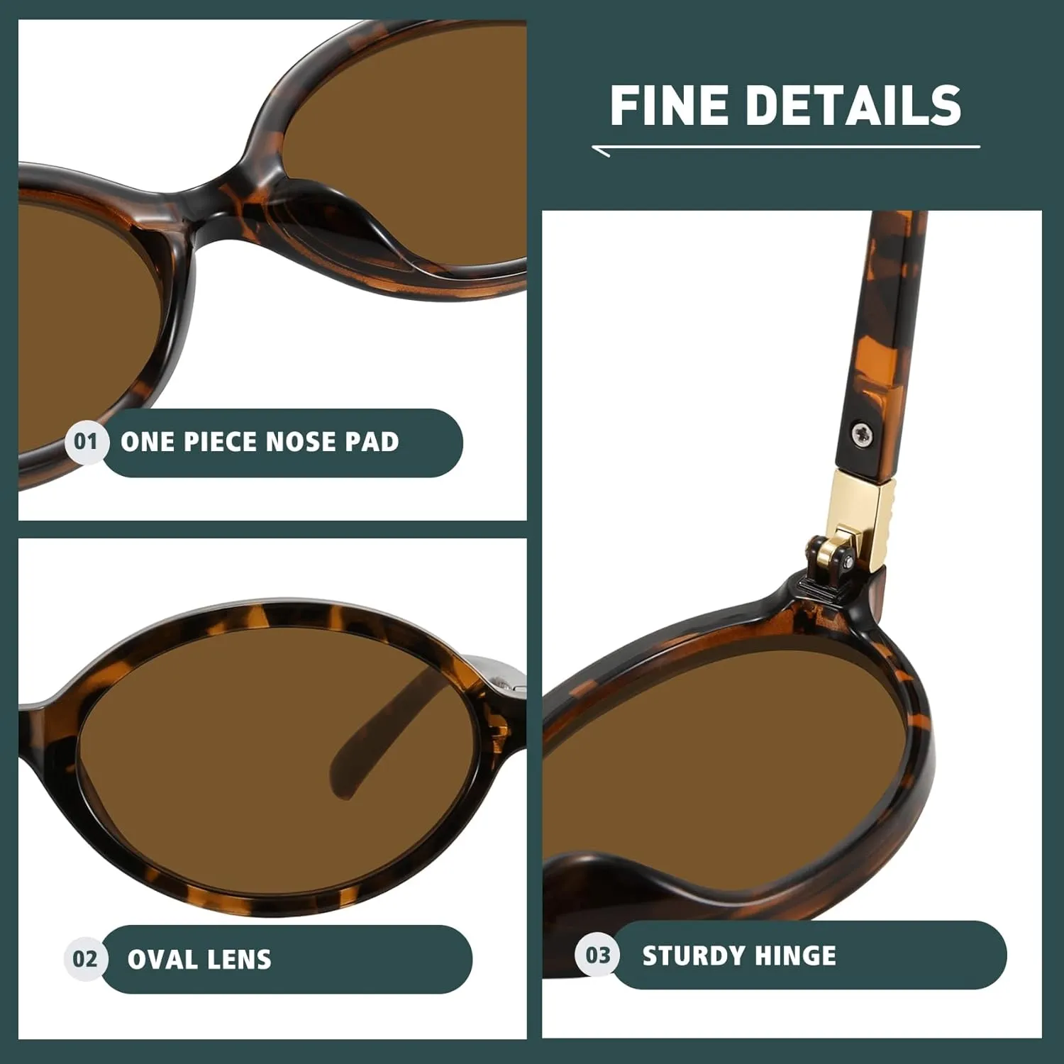 WOWSUN Retro Oval Sunglasses Womens Trendy Sun Glasses Sunnies UV400 Protection