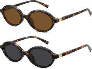 WOWSUN Retro Oval Sunglasses Womens Trendy Sun Glasses Sunnies UV400 Protection