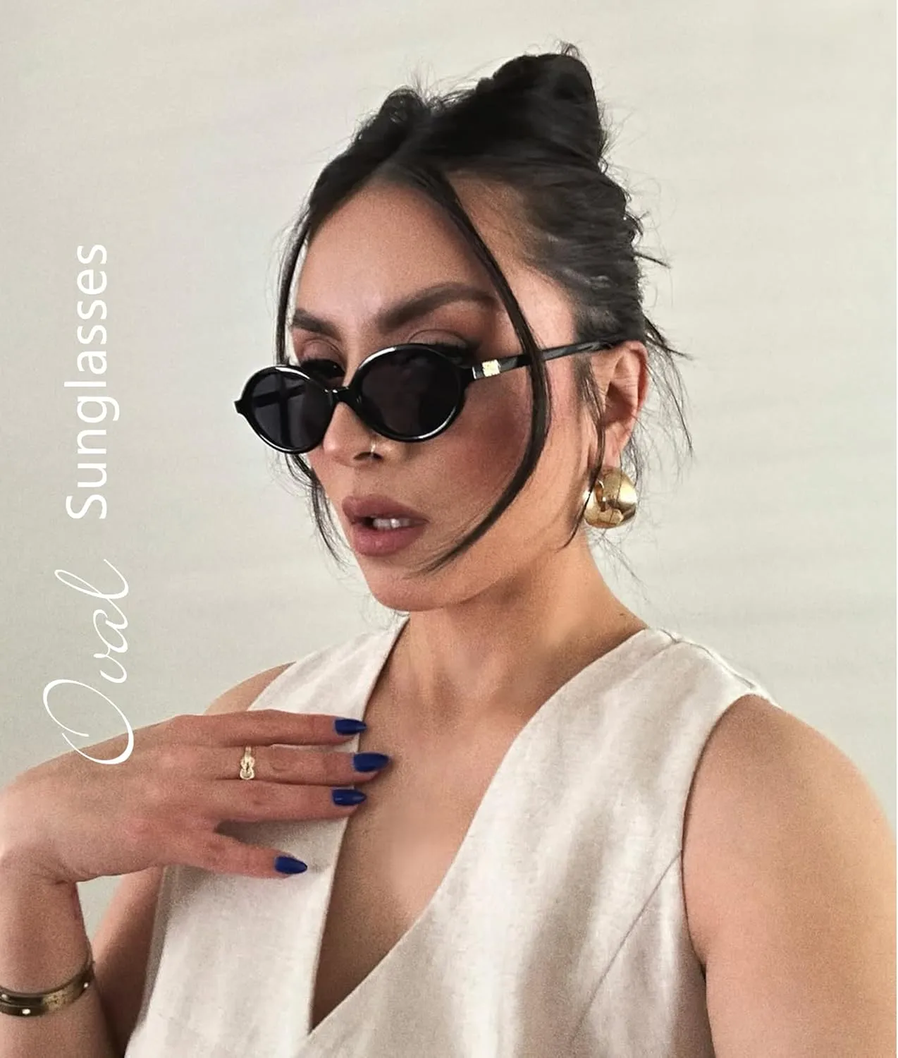 WOWSUN Retro Oval Sunglasses Womens Trendy Sun Glasses Sunnies UV400 Protection