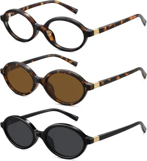 WOWSUN Retro Oval Sunglasses Womens Trendy Sun Glasses Sunnies UV400 Protection