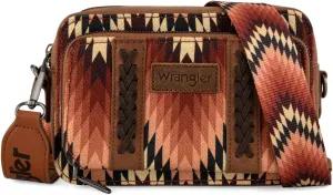 Wrangler Aztec Crossbody Bag for Women Multi Pocket Shoulder Bag Boho Cross Body Wallet Purse