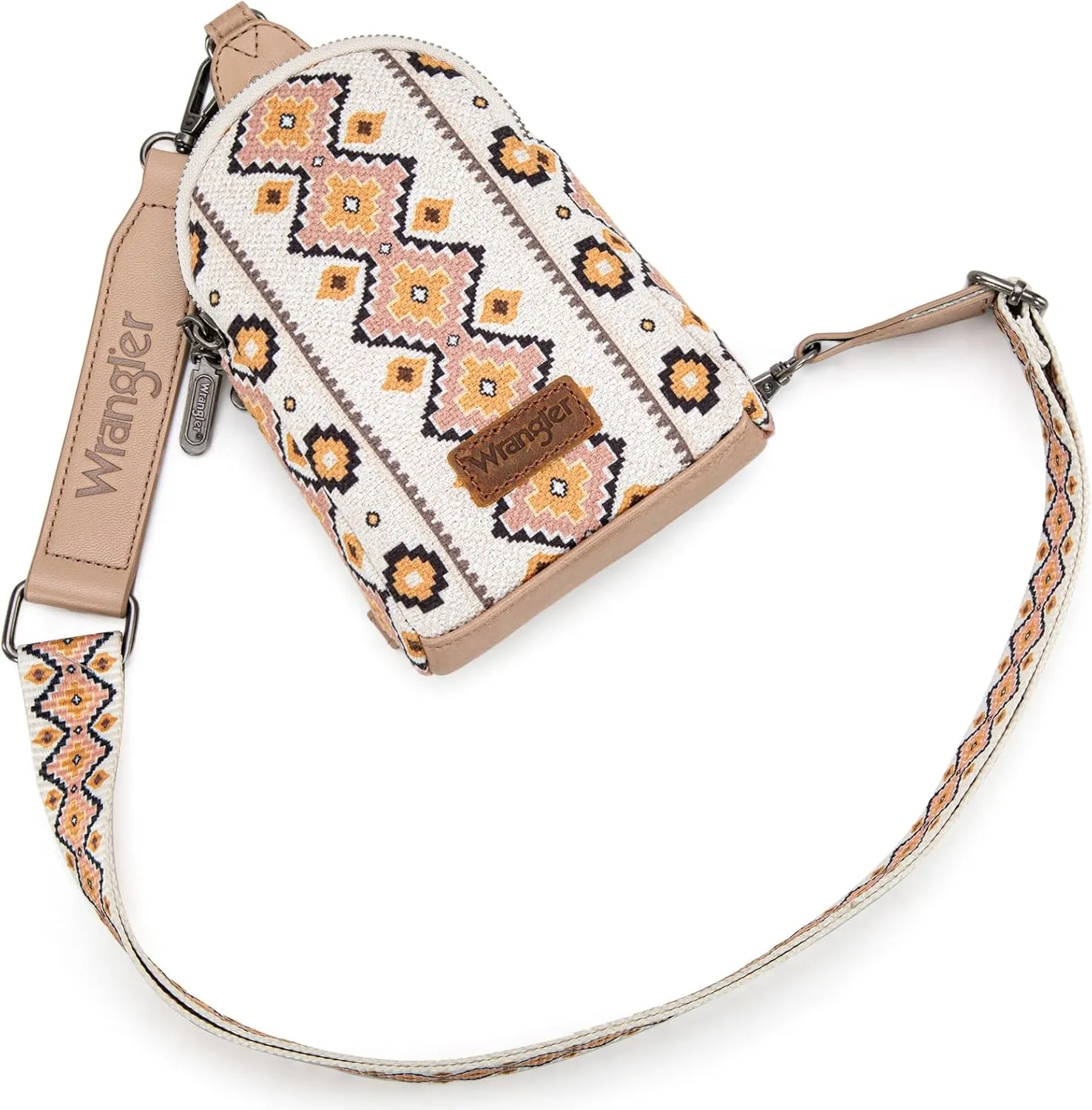 Wrangler Aztec Crossbody Sling Bags for Women Southwestern Print Purse with Detachable Strap