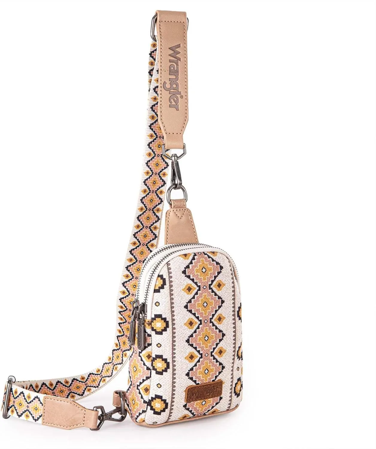 Wrangler Aztec Crossbody Sling Bags for Women Southwestern Print Purse with Detachable Strap