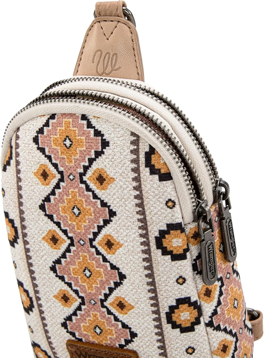 Wrangler Aztec Crossbody Sling Bags for Women Southwestern Print Purse with Detachable Strap