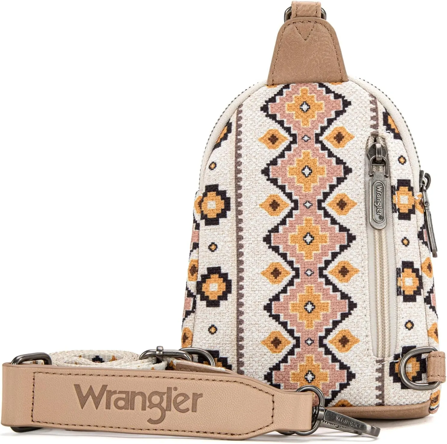 Wrangler Aztec Crossbody Sling Bags for Women Southwestern Print Purse with Detachable Strap