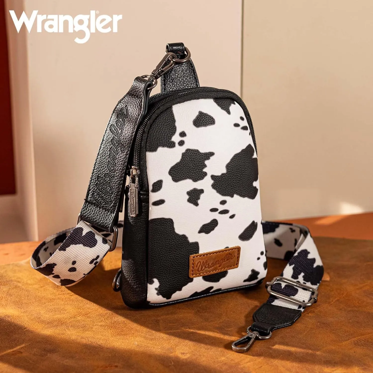 Wrangler Cow Print Crossbody Bags for Women Western Sling Bag with Adjustable Starp Cross Body Purse