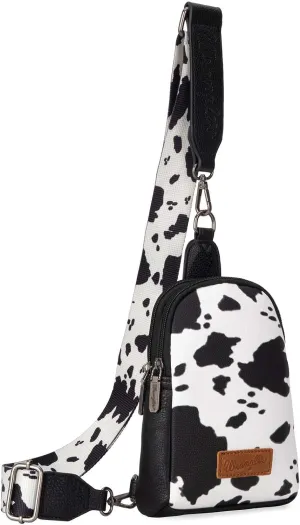 Wrangler Cow Print Crossbody Bags for Women Western Sling Bag with Adjustable Starp Cross Body Purse