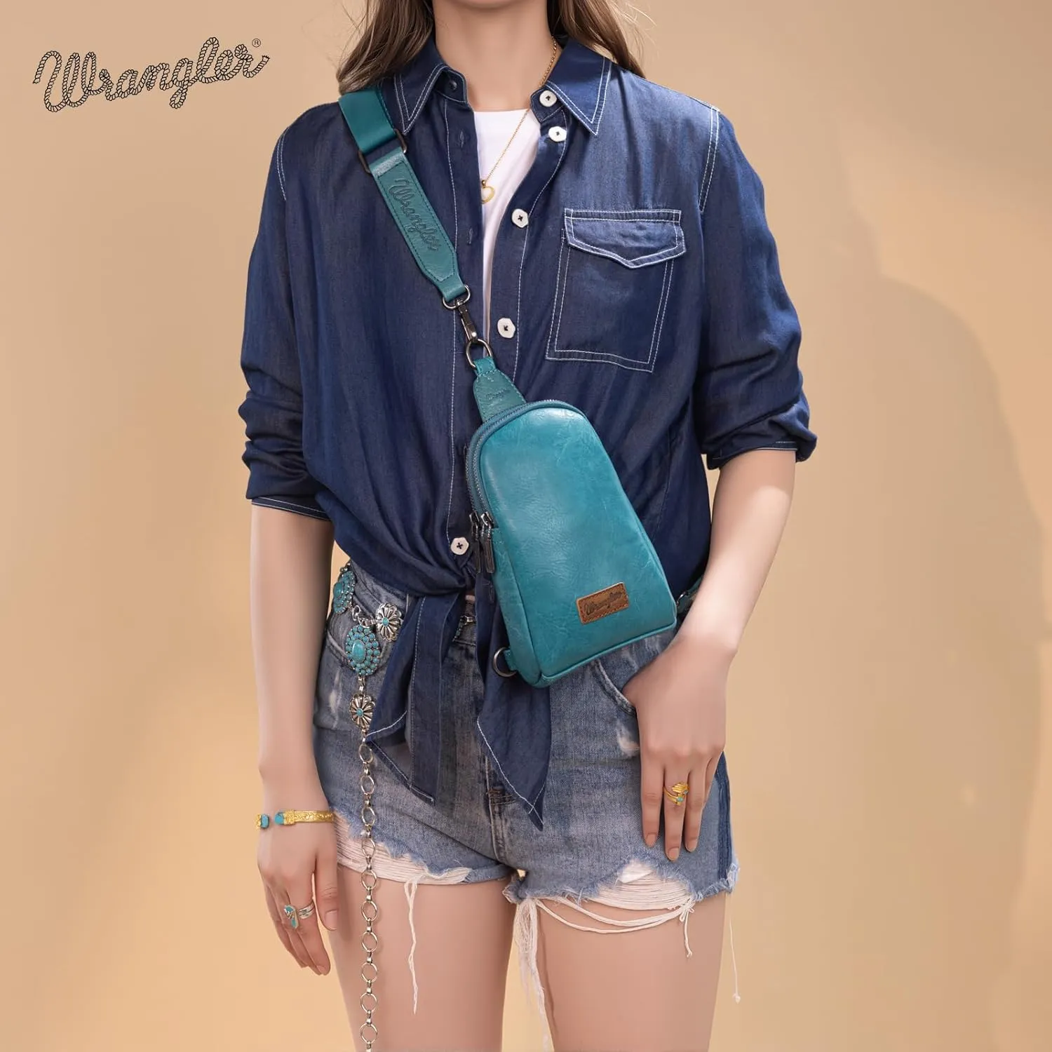 Wrangler Small Crossbody Sling Bags for Women Fanny Packs Chest Bag for Travel - Mother Day Gift