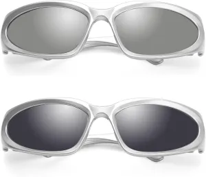 Wrap Around Fashion Sunglasses for Men Women Trendy Swift Oval Dark Futuristic Sunglasses Shades Glasses Eyeglasses