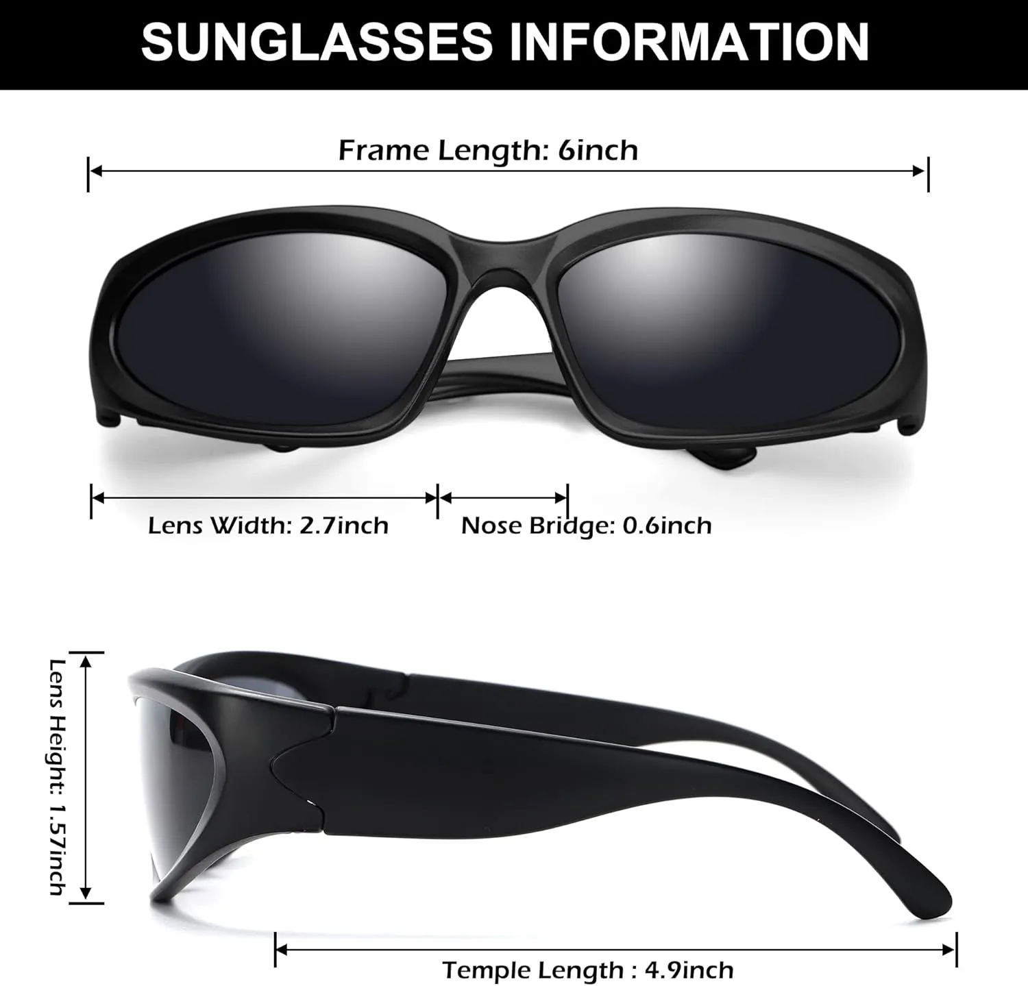 Wrap Around Fashion Sunglasses for Men Women Trendy Swift Oval Dark Futuristic Sunglasses Shades Glasses Eyeglasses