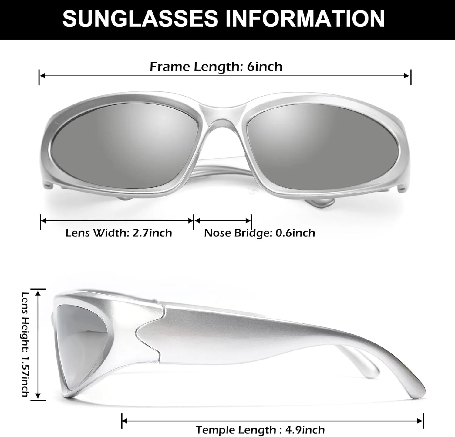 Wrap Around Fashion Sunglasses for Men Women Trendy Swift Oval Dark Futuristic Sunglasses Shades Glasses Eyeglasses
