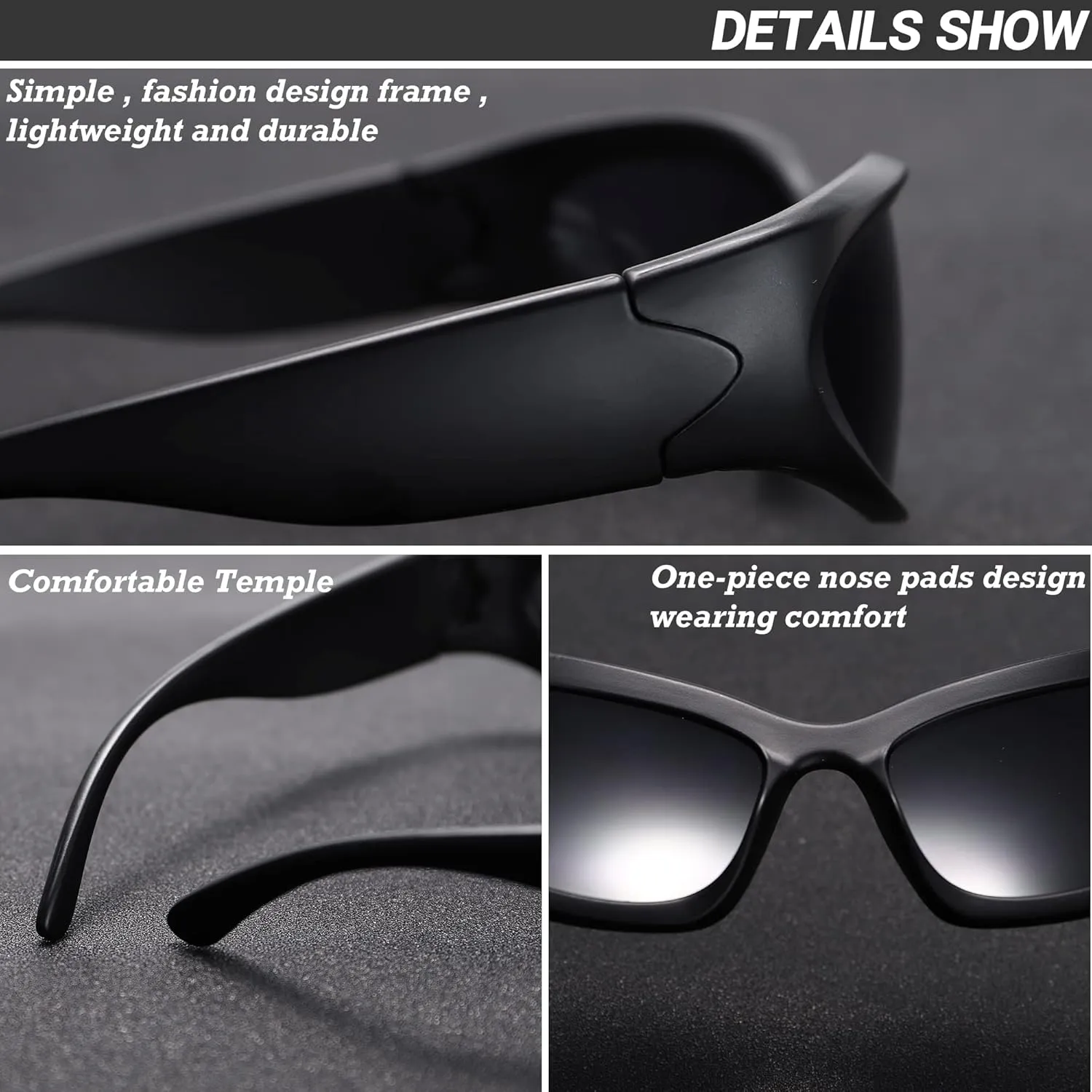 Wrap Around Fashion Sunglasses for Men Women Trendy Swift Oval Dark Futuristic Sunglasses Shades Glasses Eyeglasses