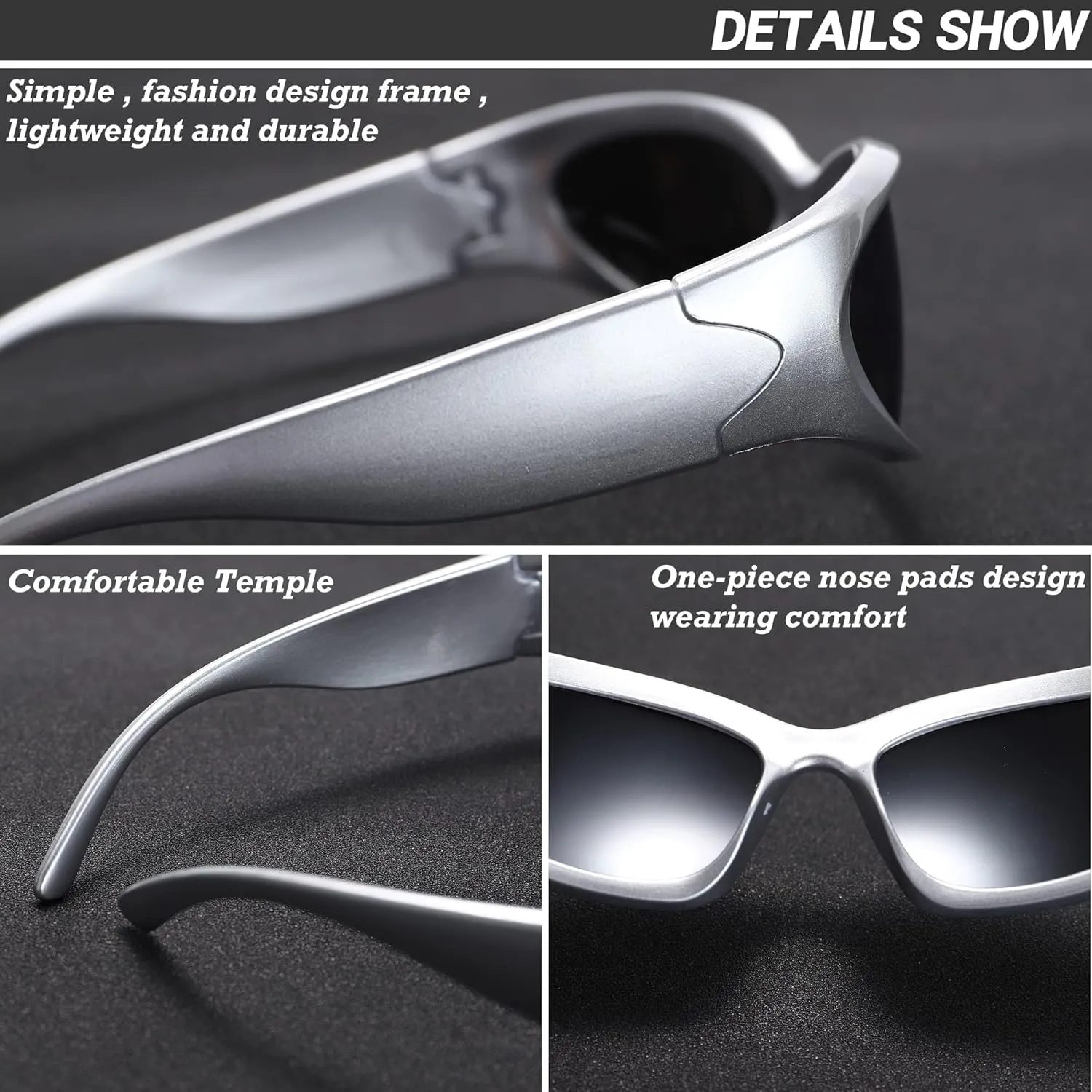 Wrap Around Fashion Sunglasses for Men Women Trendy Swift Oval Dark Futuristic Sunglasses Shades Glasses Eyeglasses