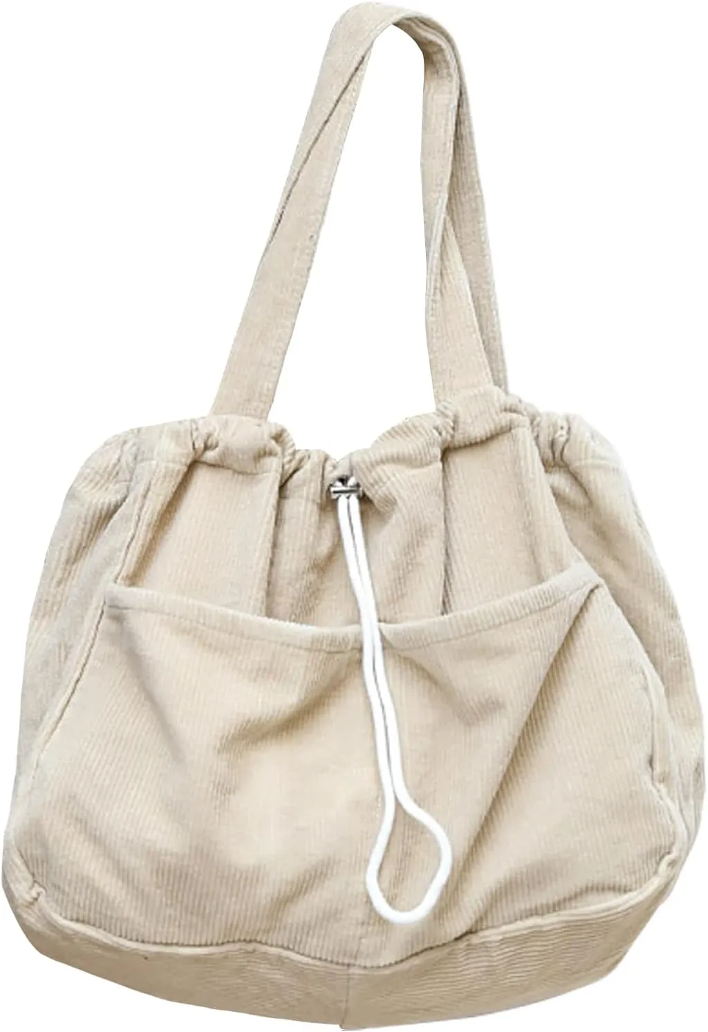 WYCY Corduroy Tote Bag for Women, Large Capacity Corduroy Bag Work Drawstring Bags with Inner Pocket Office Tote Handbag