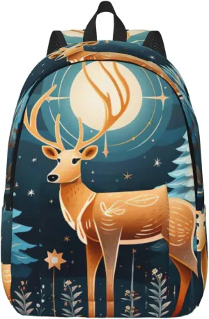 Xmas Gift Deer Canvas Casual Lightweight Duffel Bag, Fashion Duffel Bag, Unisex Travel Backpack