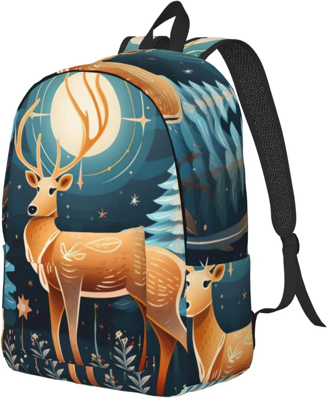 Xmas Gift Deer Canvas Casual Lightweight Duffel Bag, Fashion Duffel Bag, Unisex Travel Backpack