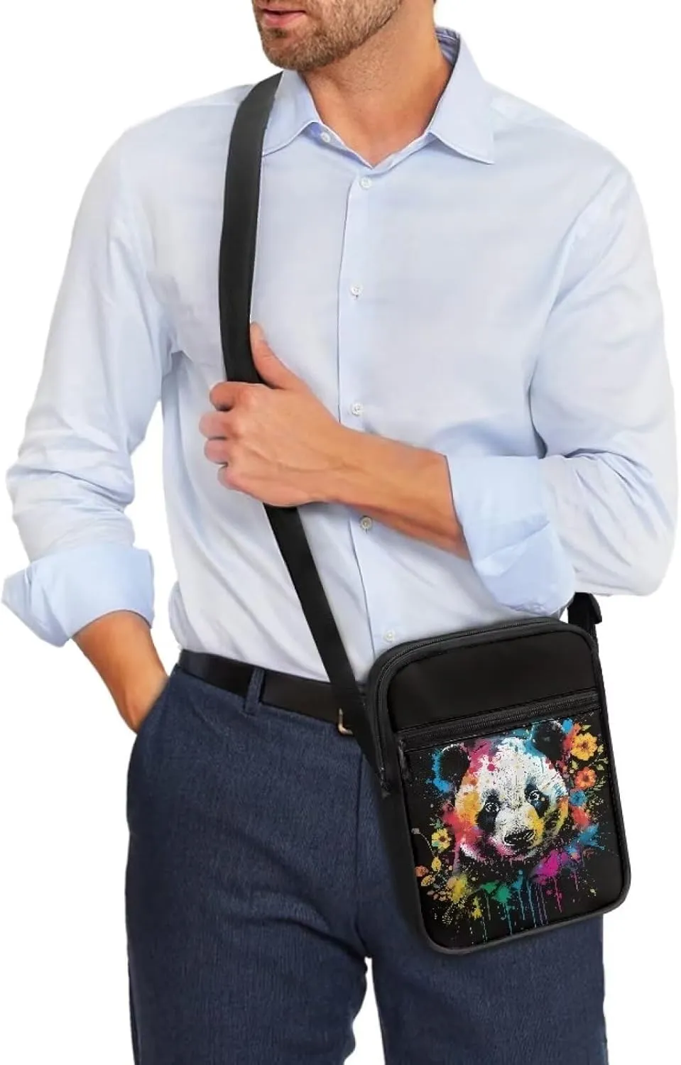 Xoenoiee Mini Messenger Bag Men Women Sling Bags with Multi Pockets Lightweight Small Crossbody Bag for Outing Daily