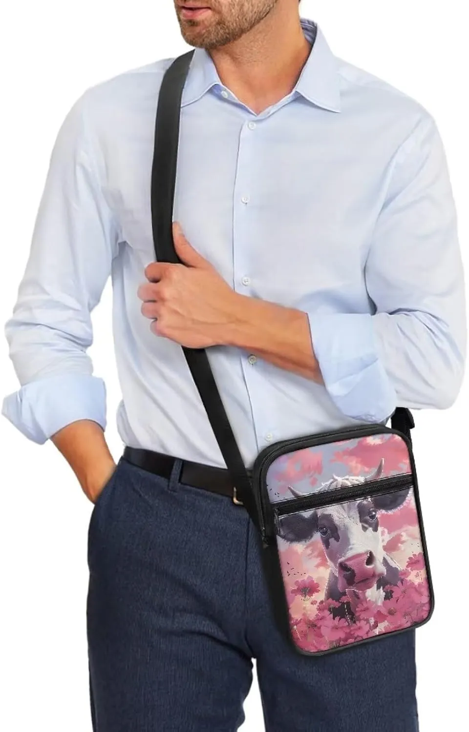Xoenoiee Mini Messenger Bag Men Women Sling Bags with Multi Pockets Small Crossbody Bag for Walking Outing Daily