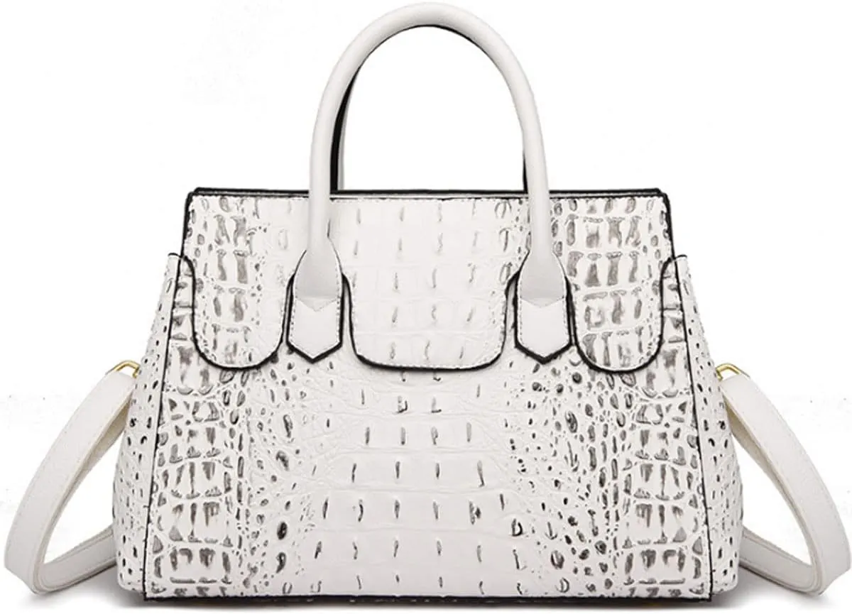 XXGJOALD-Women Satchel Bag PU Leather Crocodile-Embossed Pattern With Top Handle Shoulder Bags Handbags Fashion Purses Totes