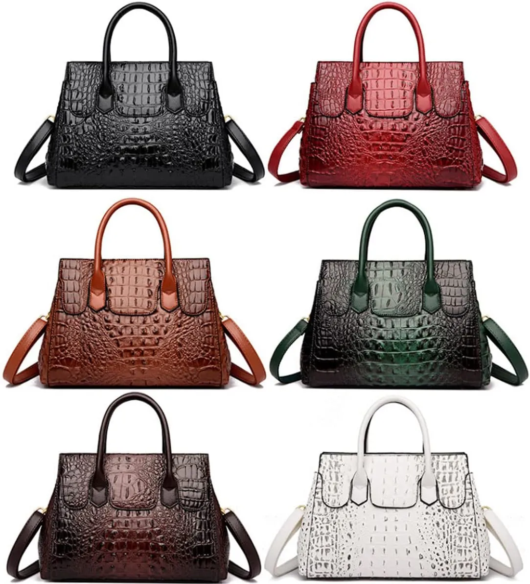 XXGJOALD-Women Satchel Bag PU Leather Crocodile-Embossed Pattern With Top Handle Shoulder Bags Handbags Fashion Purses Totes