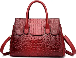 XXGJOALD-Women Satchel Bag PU Leather Crocodile-Embossed Pattern With Top Handle Shoulder Bags Handbags Fashion Purses Totes