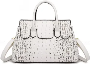 XXGJOALD-Women Satchel Bag PU Leather Crocodile-Embossed Pattern With Top Handle Shoulder Bags Handbags Fashion Purses Totes