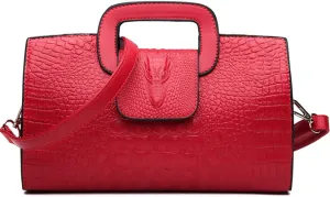 XXGJOALD-Women Satchel Handbag Crocodile Pattern Shoulder Bag Embossed Fuax Leather Purse Long Tote Top-Handle Bag Gold