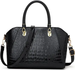 XXGJOALD-Women Shiny Patent Leather Handbags and Purses Crocodile Pattern Shoulder Bag Fashion Satchel Top Handle Tote Wallet