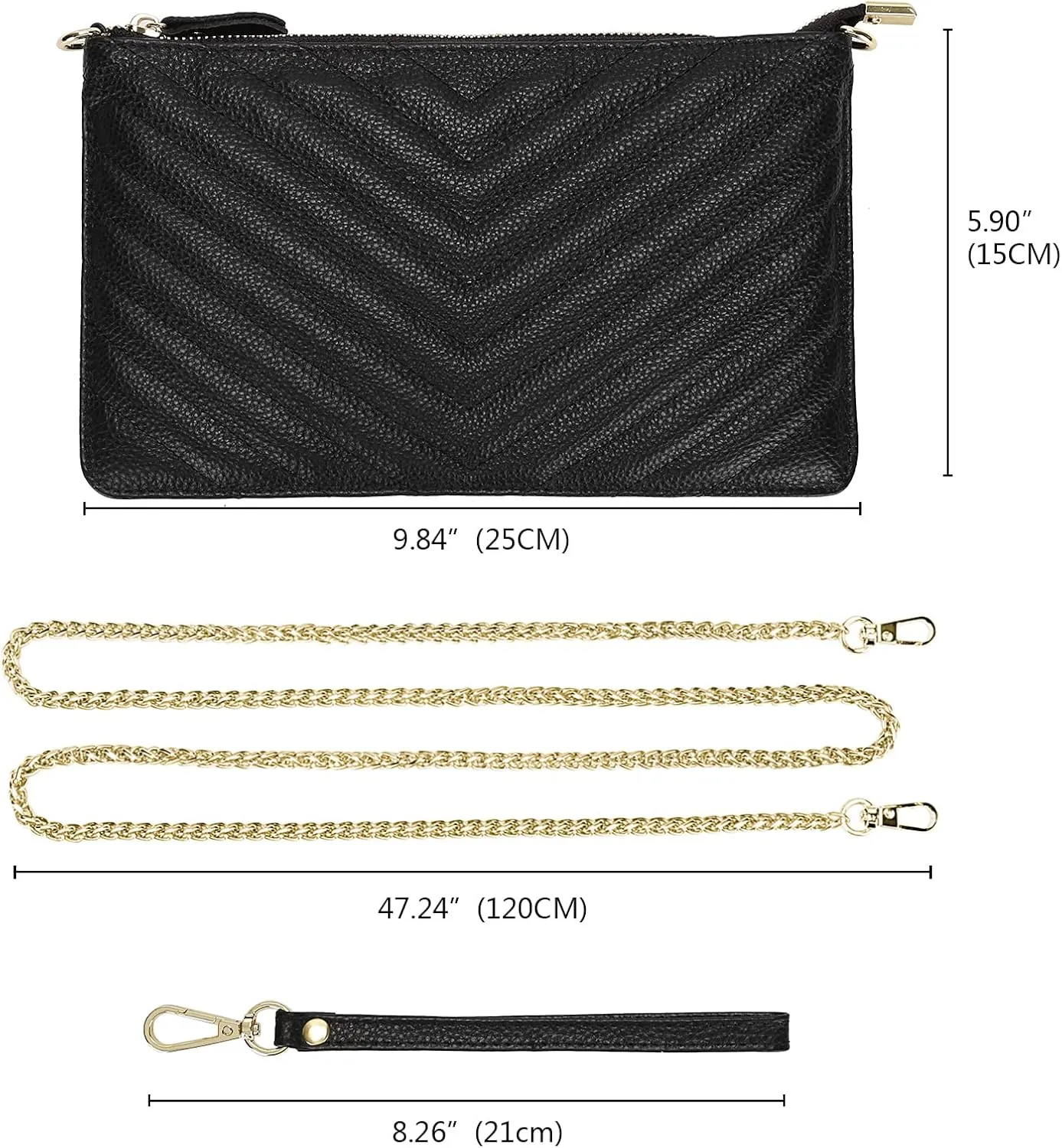 YALUXE Genuine Leather Wristlet Handbags Purses Cell Phone Pocket Clutch Wallet Crossbody Bags for Women