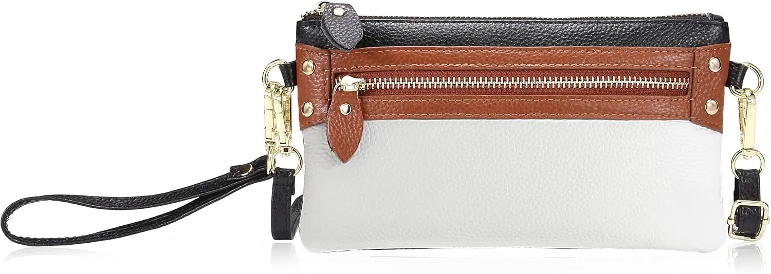 YALUXE Genuine Leather Wristlet Handbags Purses Clutch Pouch Wallet Crossbody Bags for Women