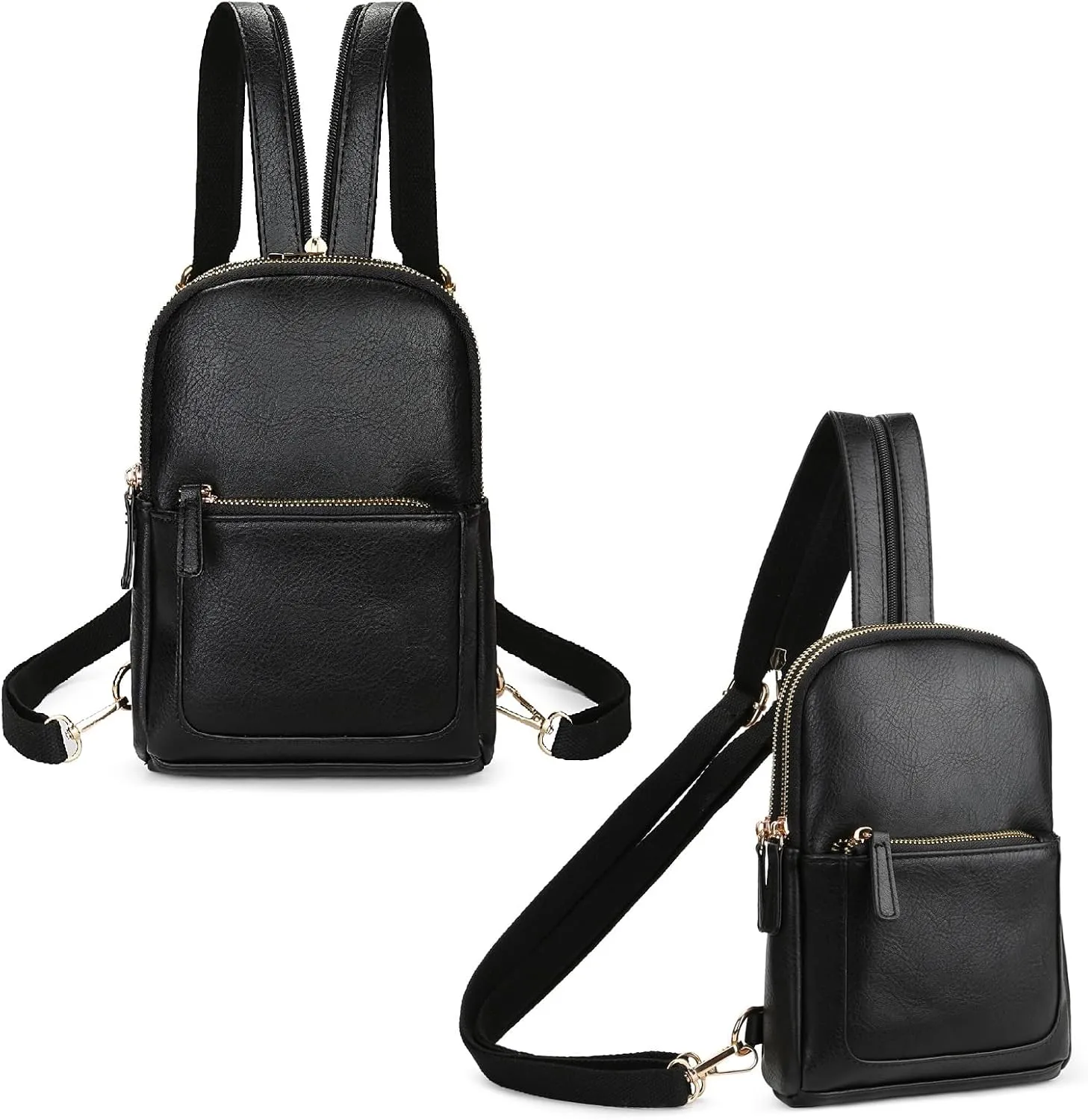 YALUXE Sling Bags for Women Leather Crossbody Bag Trendy Crossover Chest Bag with Convertible Zipperable Strap