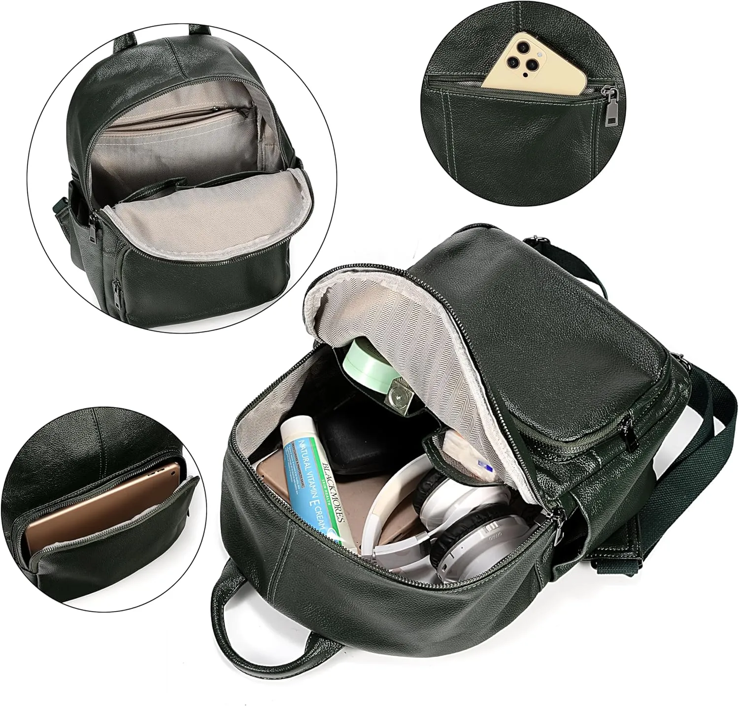 YALUXE Women's Real Leather Backpack Purse Convertible Shoulder Bag Versatile Daypack