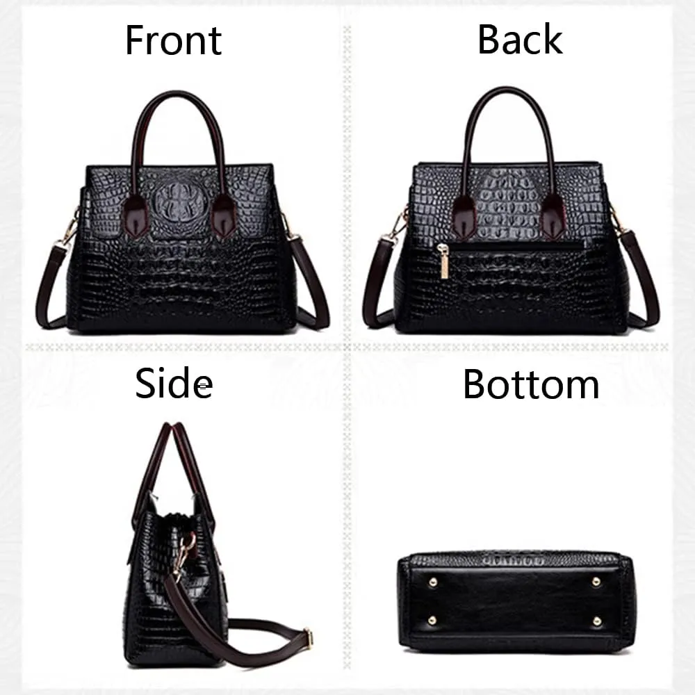 YAQUNICER Tote Top-handle Satchel Purse for Women Embossed Crocodile Pattern PU Shoulder Crossbody Bag