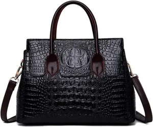 YAQUNICER Tote Top-handle Satchel Purse for Women Embossed Crocodile Pattern PU Shoulder Crossbody Bag