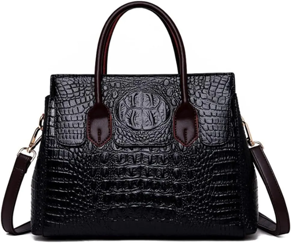 YAQUNICER Tote Top-handle Satchel Purse for Women Embossed Crocodile Pattern PU Shoulder Crossbody Bag