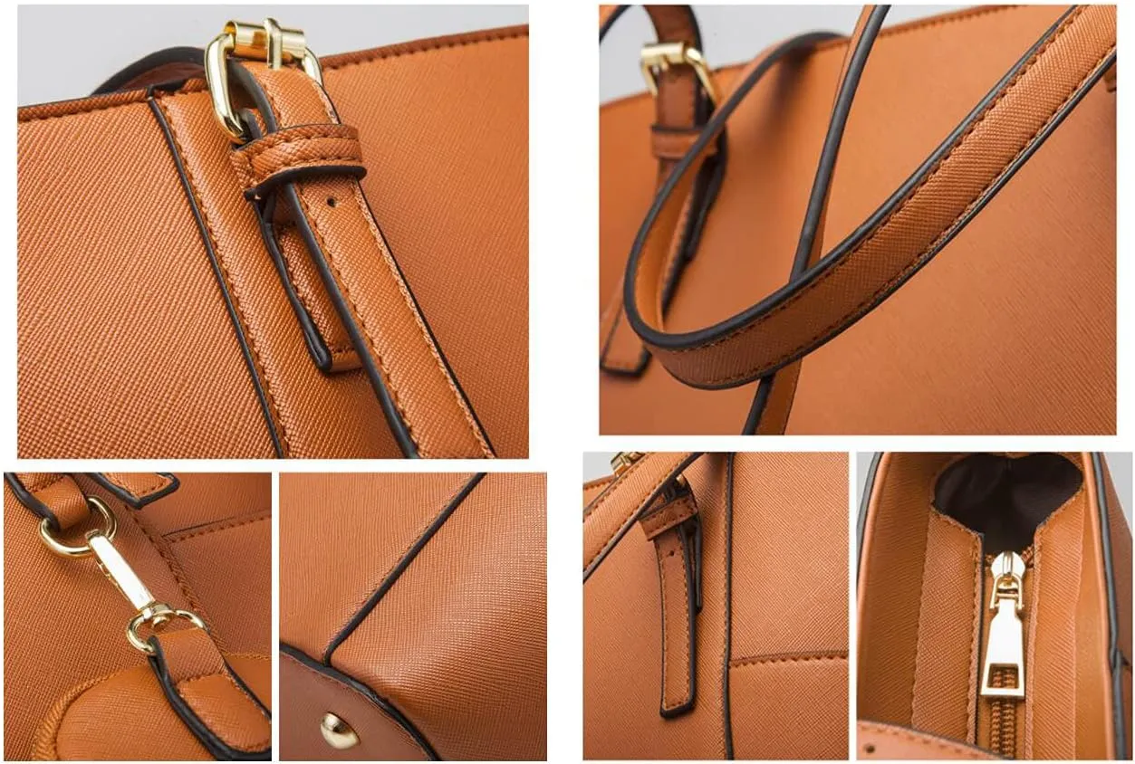 YAQUNICER Women Synthetic PU Leather Satchel Crossbody Hobo Simple Versatile 4PCS Shoulder Purse Large capacity Handbags