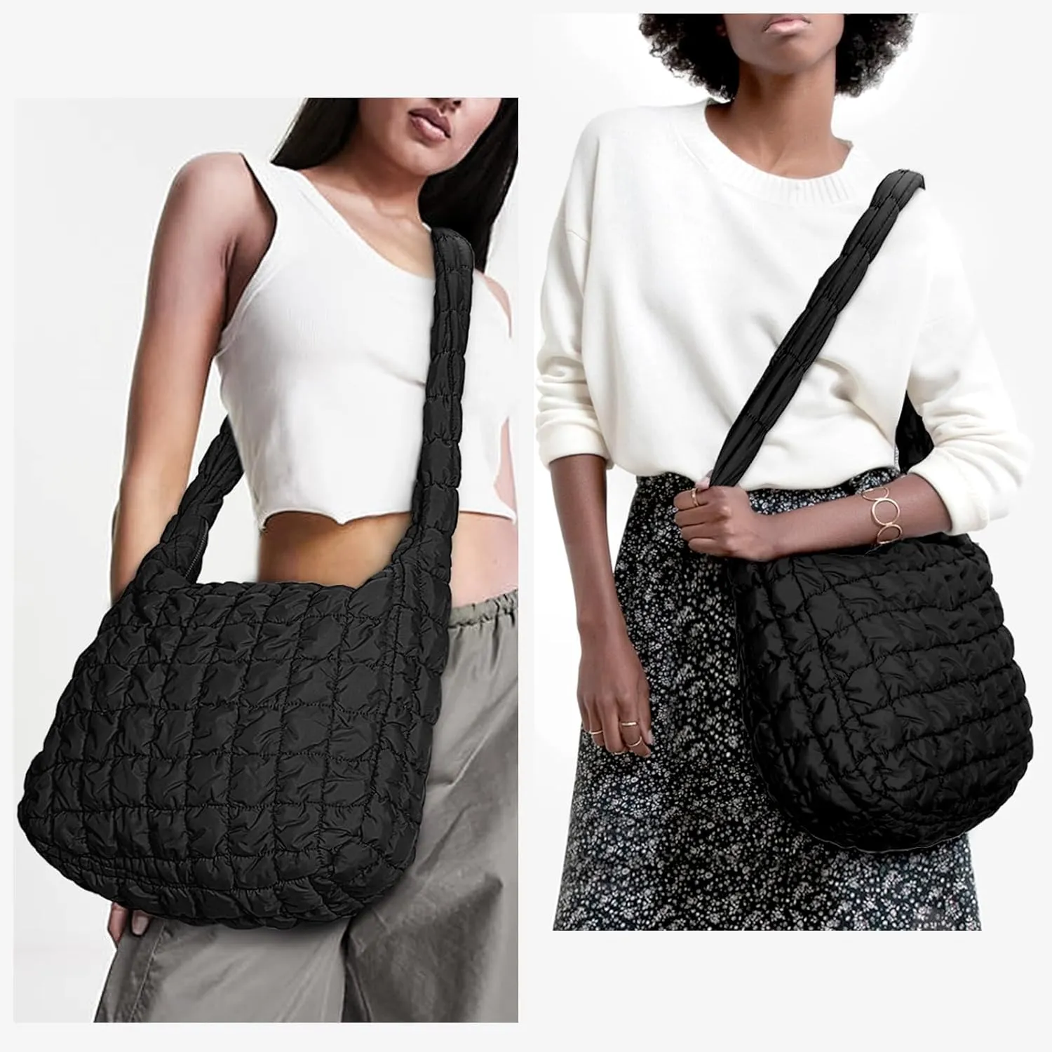 YFGBCX Quilted Tote Bag for Women - Lightweight Puffy Shoulder Bag with Quilted Padding