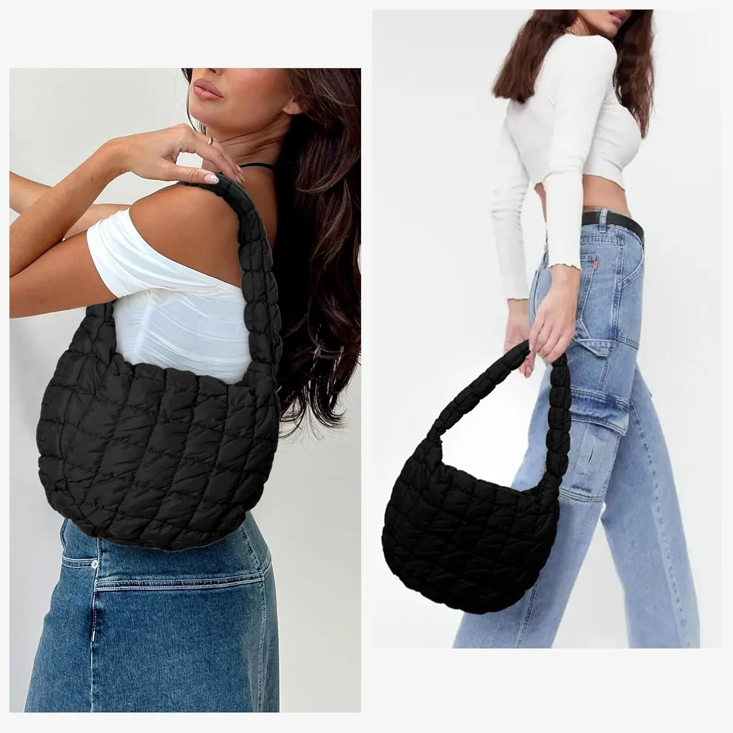 YFGBCX Quilted Tote Bag for Women - Lightweight Puffy Shoulder Bag with Quilted Padding