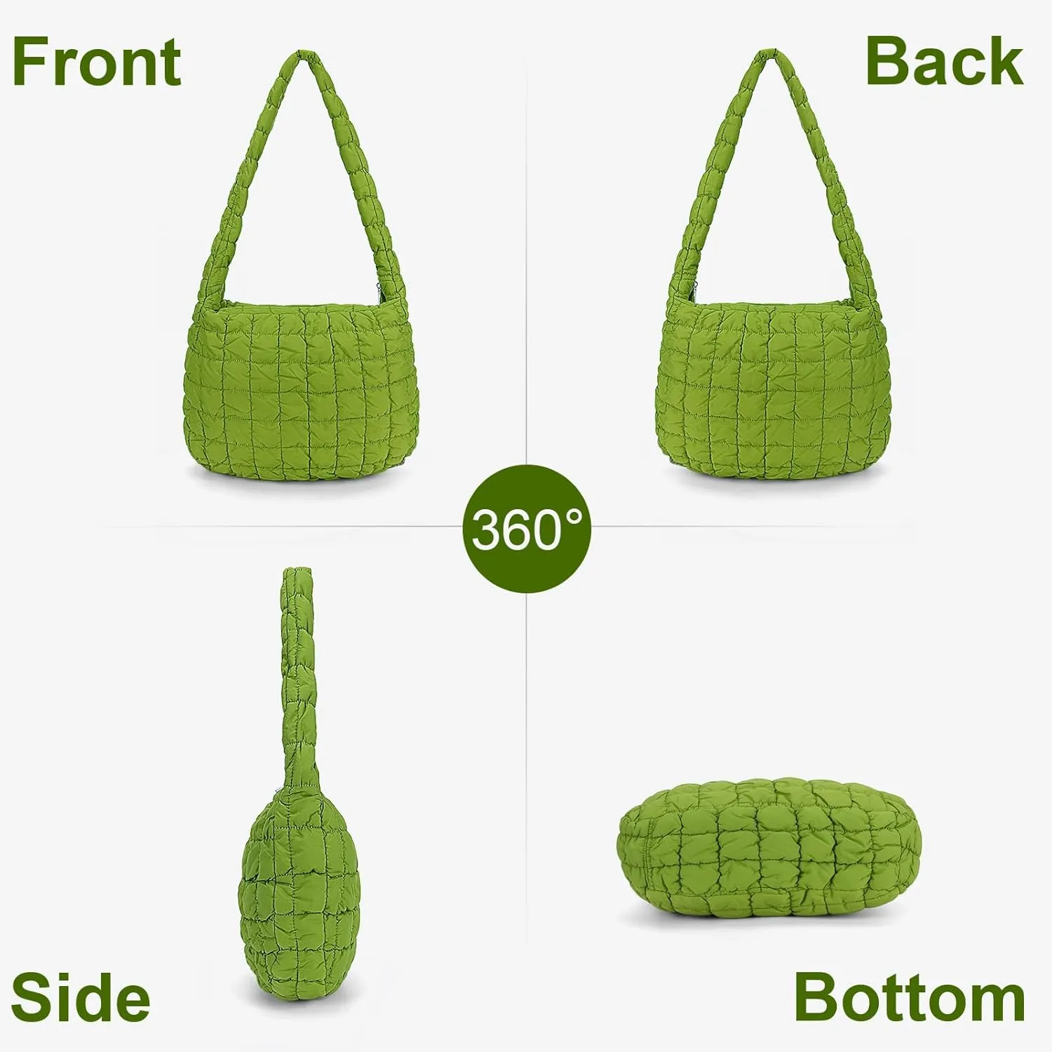 YFGBCX Quilted Tote Bag for Women - Lightweight Puffy Shoulder Bag with Quilted Padding