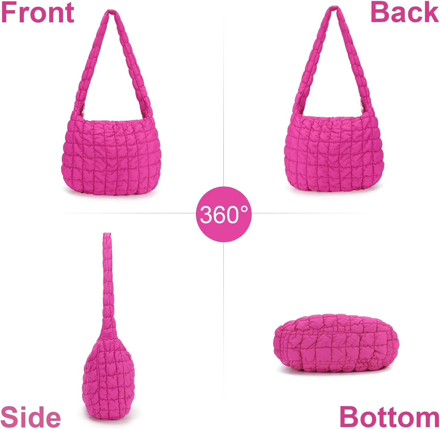 YFGBCX Quilted Tote Bag for Women - Lightweight Puffy Shoulder Bag with Quilted Padding