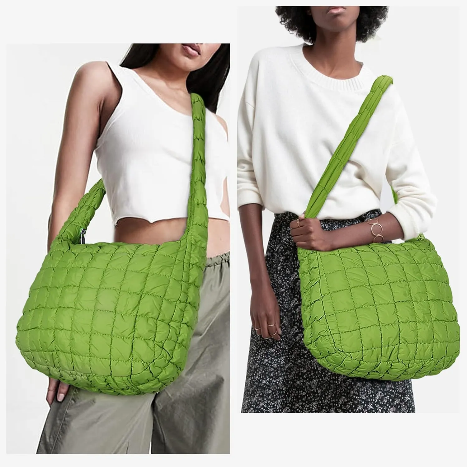 YFGBCX Quilted Tote Bag for Women - Lightweight Puffy Shoulder Bag with Quilted Padding